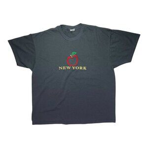 Vintage HRLA Los Angeles Size XL Black Crewneck Tee Embroidered New York Apple